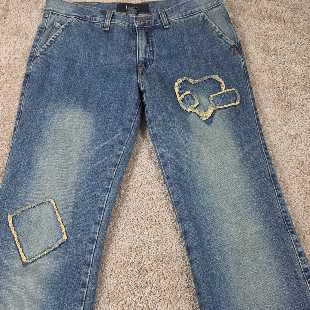 Luella for Target Jeans Low Rise Y2K Patchwork Heart Bootcut Flare Denim - Picture 3 of 10